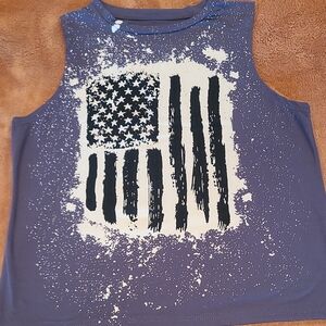 SHEIN Gray Tank Top with Dripping Flag Design